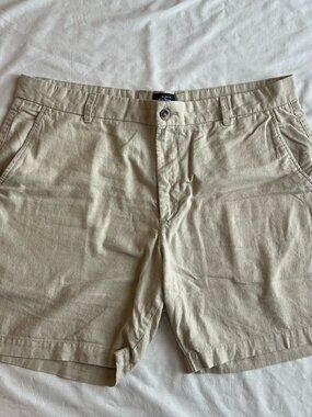 Ben Sherman Cream Linen-Blend Chino Regular Fit Shorts - Men's 38W x 8L